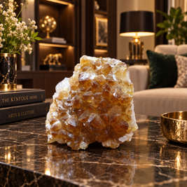 Premium Citrine Crystal Formation Décor – Abundance, Prosperity & Positivity Symbol (9×10 cm, 997 gm)