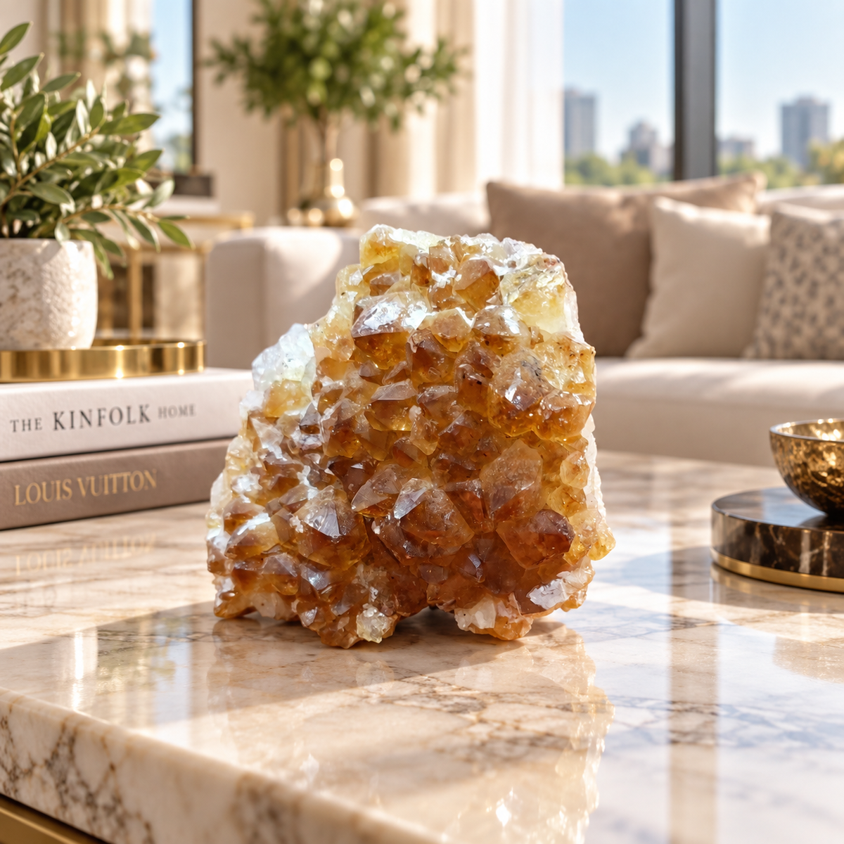 Premium Citrine Crystal Formation Décor – Abundance, Prosperity & Positivity Symbol (9×10 cm, 997 gm)