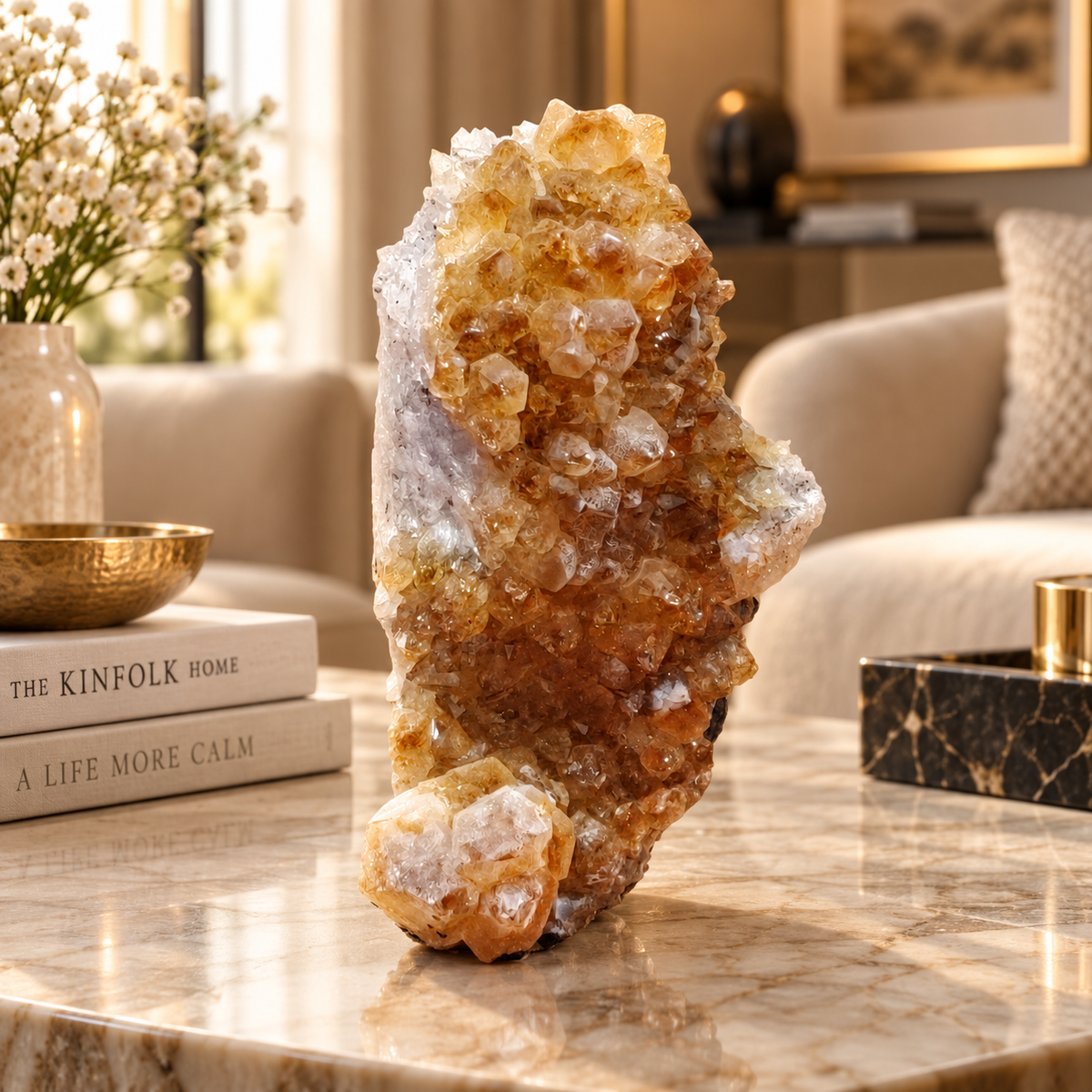 Premium Citrine Crystal Specimen – Natural Abundance, Prosperity & Positivity Décor (14×7 cm, 1.281 kg)