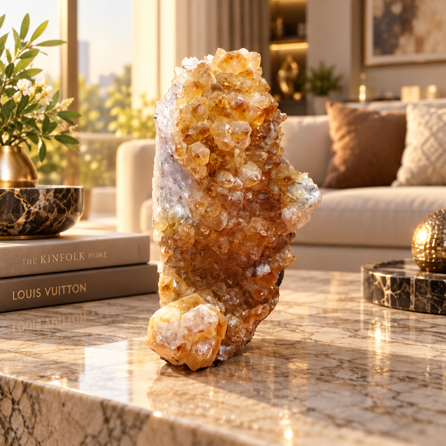 Premium Citrine Crystal Specimen – Natural Abundance, Prosperity & Positivity Décor (14×7 cm, 1.281 kg)