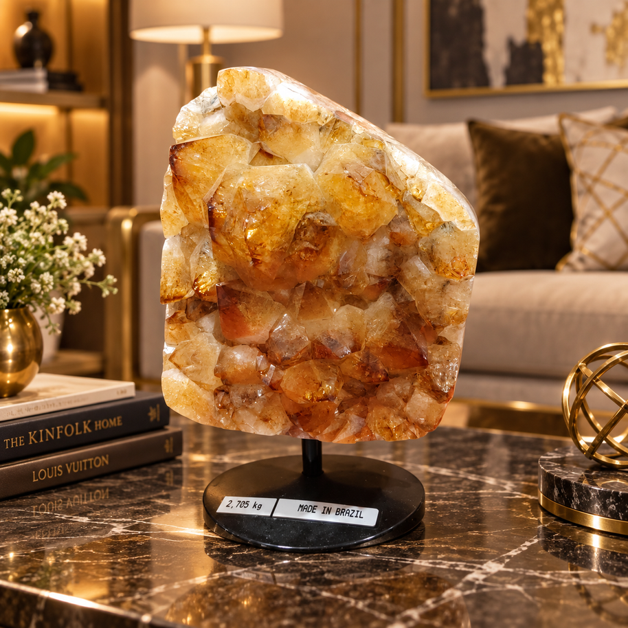 Natural Citrine Crystal Formation Décor – Premium Wealth & Positive Energy Accent (13×18 cm, 2.705 kg)