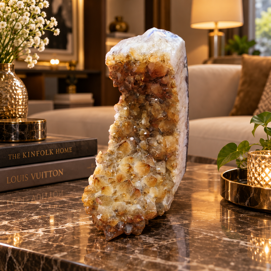 Premium Citrine Crystal Cluster – Natural Abundance, Prosperity & Success Décor (8×18 cm, 2.584 kg)