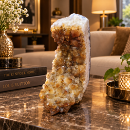 Premium Citrine Crystal Cluster – Natural Abundance, Prosperity & Success Décor (8×18 cm, 2.584 kg)
