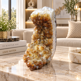 Premium Citrine Crystal Cluster – Natural Abundance, Prosperity & Success Décor (8×18 cm, 2.584 kg)