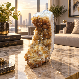 Premium Citrine Crystal Cluster – Natural Abundance, Prosperity & Success Décor (8×18 cm, 2.584 kg)