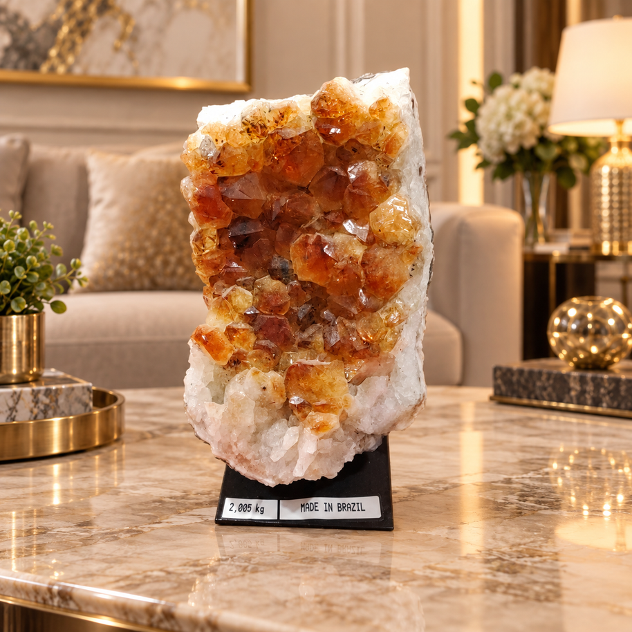 Premium Citrine Crystal Formation – Natural Prosperity & Abundance Home Décor (9×16 cm, 2.005 kg)
