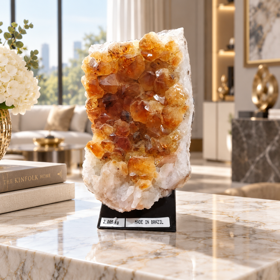 Premium Citrine Crystal Formation – Natural Prosperity & Abundance Home Décor (9×16 cm, 2.005 kg)