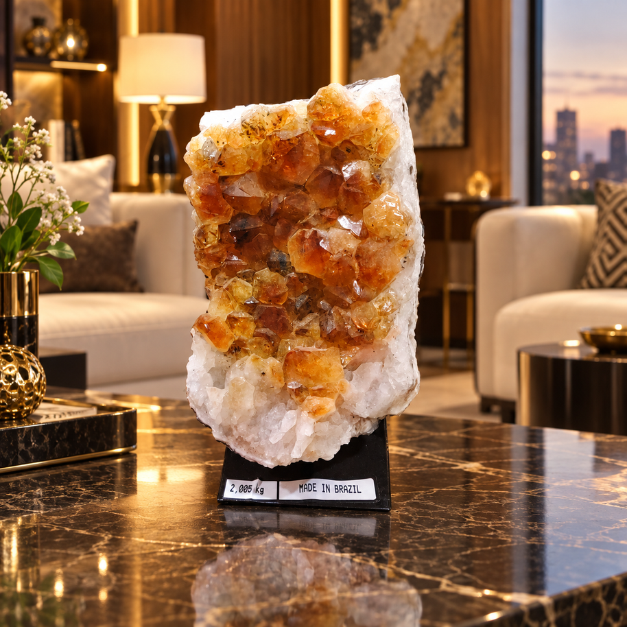 Premium Citrine Crystal Formation – Natural Prosperity & Abundance Home Décor (9×16 cm, 2.005 kg)