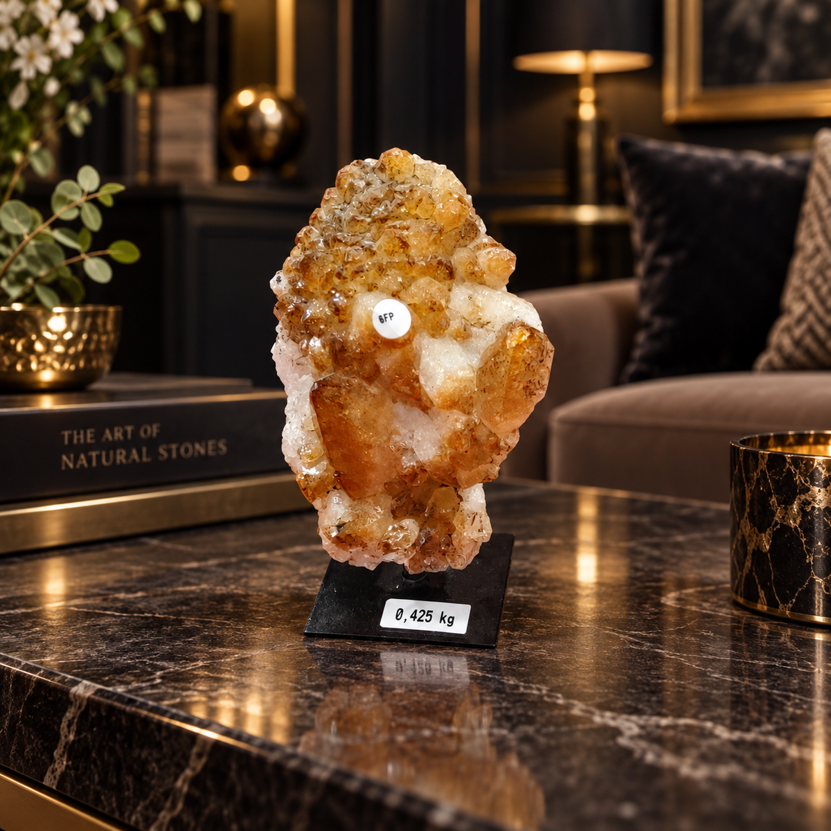 Natural Citrine Crystal Cluster Décor – Abundance, Success & Positive Energy Symbol (8×11 cm, 425 gm)