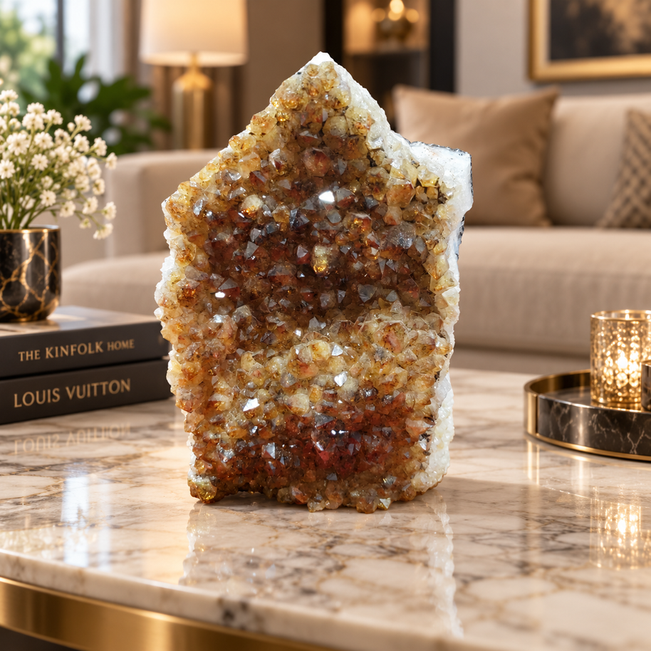 Citrine Crystal Formation Décor – Premium Natural Crystal for Abundance & Prosperity (16×10 cm, 1.104 kg)