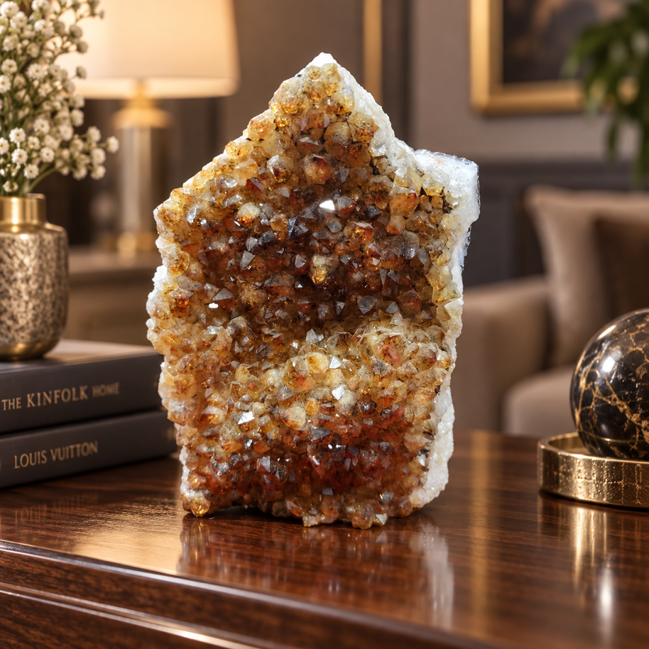 Citrine Crystal Formation Décor – Premium Natural Crystal for Abundance & Prosperity (16×10 cm, 1.104 kg)