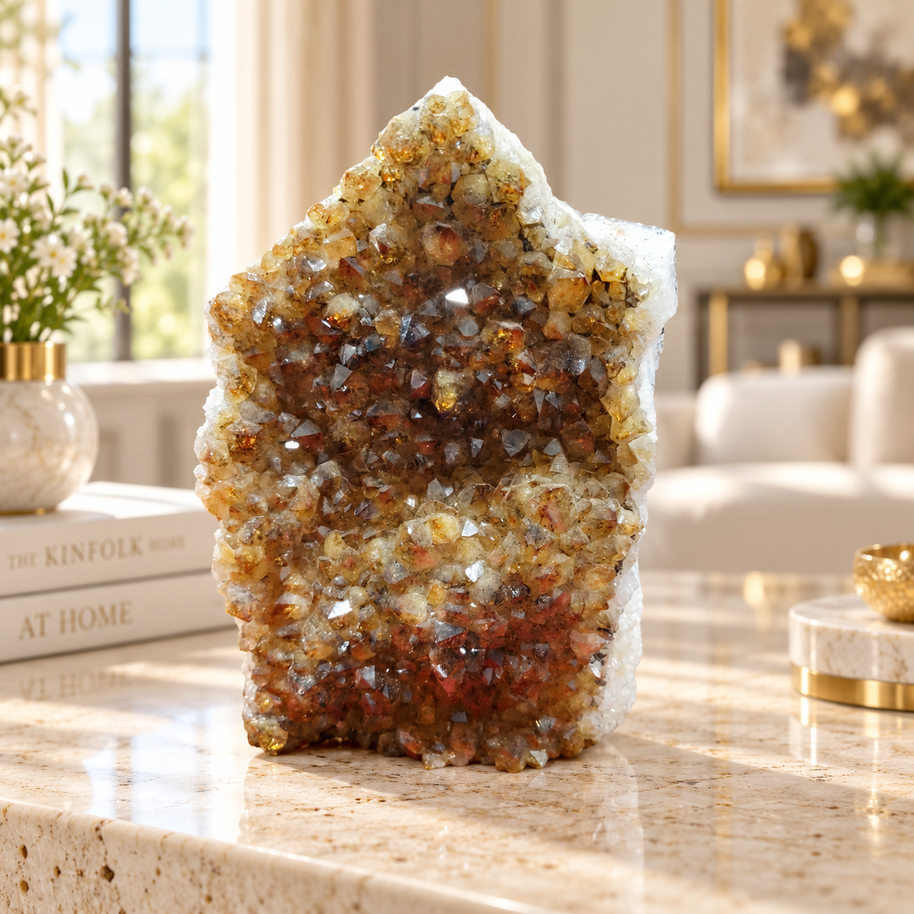 Citrine Crystal Formation Décor – Premium Natural Crystal for Abundance & Prosperity (16×10 cm, 1.104 kg)