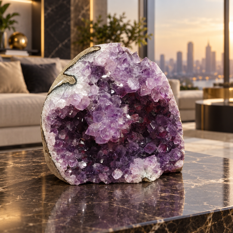 Premium Natural Amethyst Crystal – Purple Crystal Home Décor & Serenity Accent | Size: 10×9 | 1.137 KG