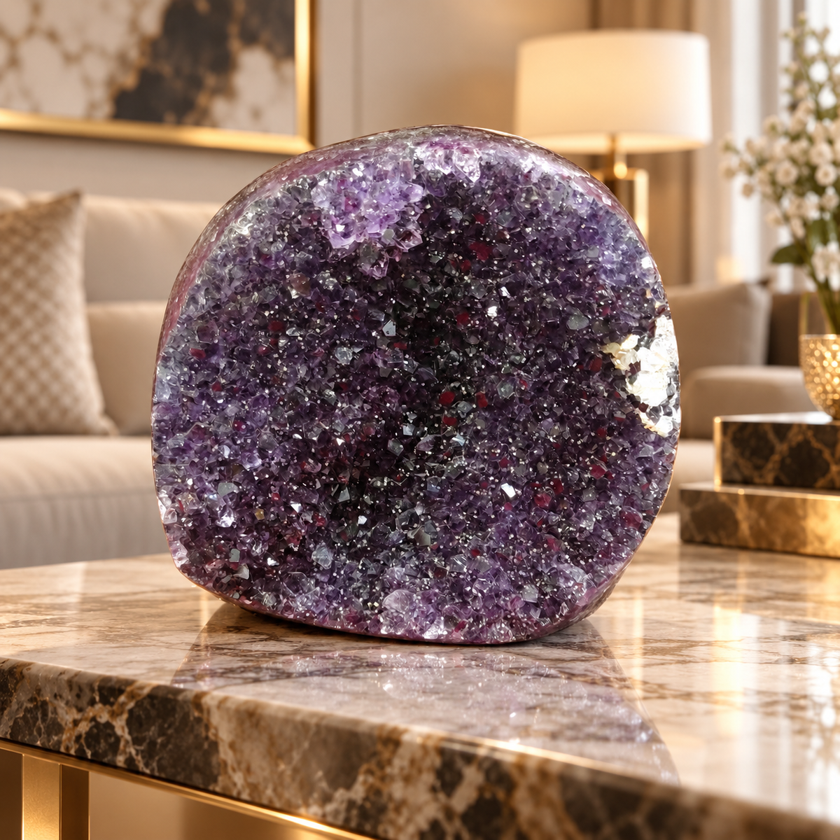 Premium Natural Amethyst Crystal – Purple Crystal Home Décor & Serenity Accent | Size: 14×13 | 2.022 KG