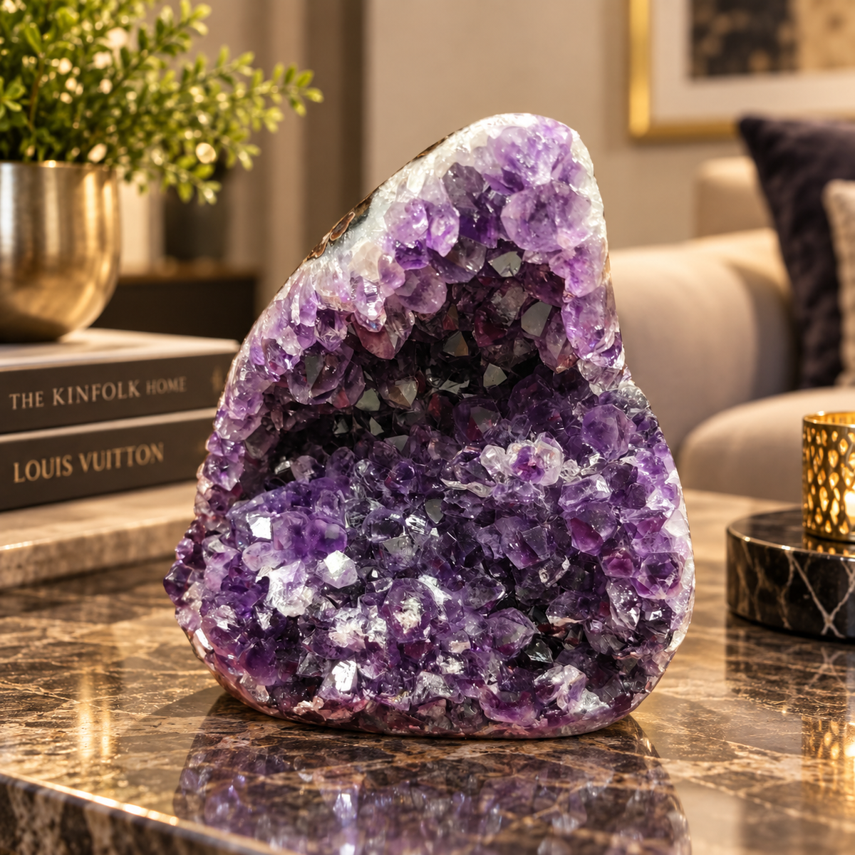 Premium Natural Amethyst Crystal – Purple Crystal Home Décor & Serenity Accent | Size: 10×12 | 1.023 KG