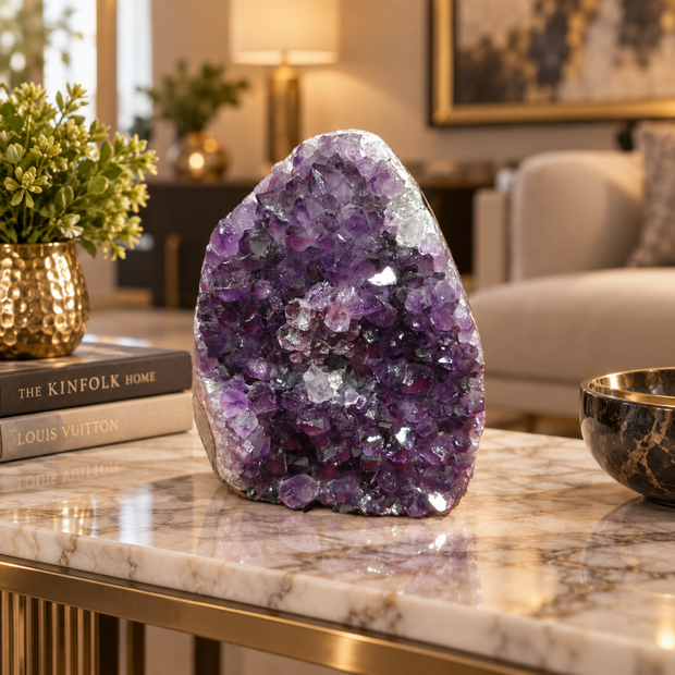 Premium Natural Amethyst Crystal – Purple Stone Home Serenity Accent | Size: 8×9 | 722 Grams