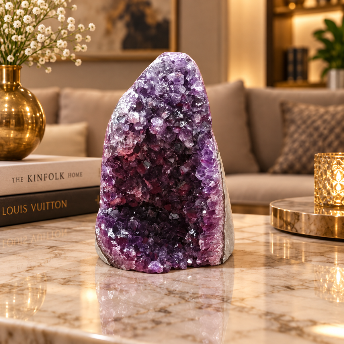 Premium Natural Amethyst Crystal – Purple Crystal Home Décor & Serenity Accent | Size: 9×14 | 1.047 KG