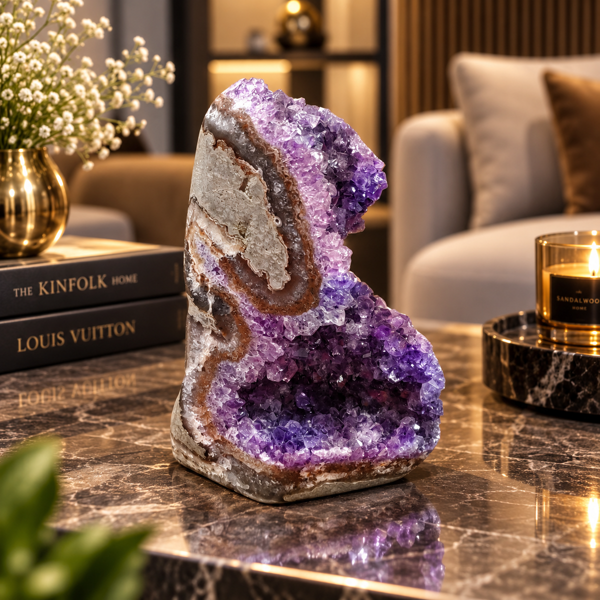 Premium Natural Amethyst Crystal – Purple Crystal Home Décor & Serenity Accent | Size: 10×15 | 907 Grams