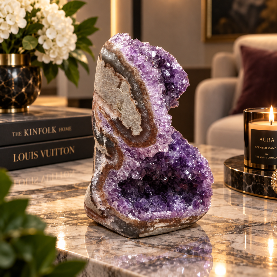 Premium Natural Amethyst Crystal – Purple Crystal Home Décor & Serenity Accent | Size: 10×15 | 907 Grams