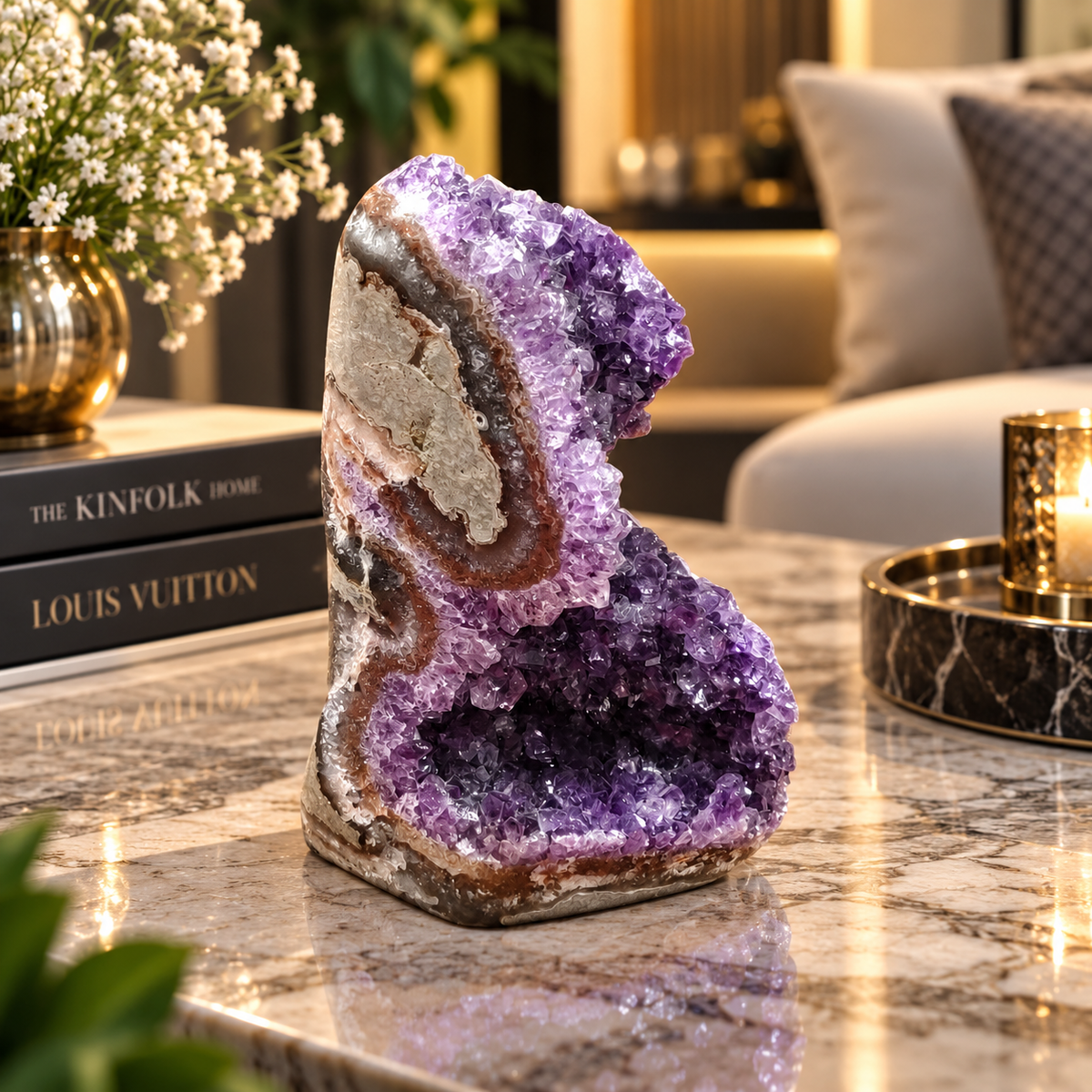 Premium Natural Amethyst Crystal – Purple Crystal Home Décor & Serenity Accent | Size: 10×15 | 907 Grams