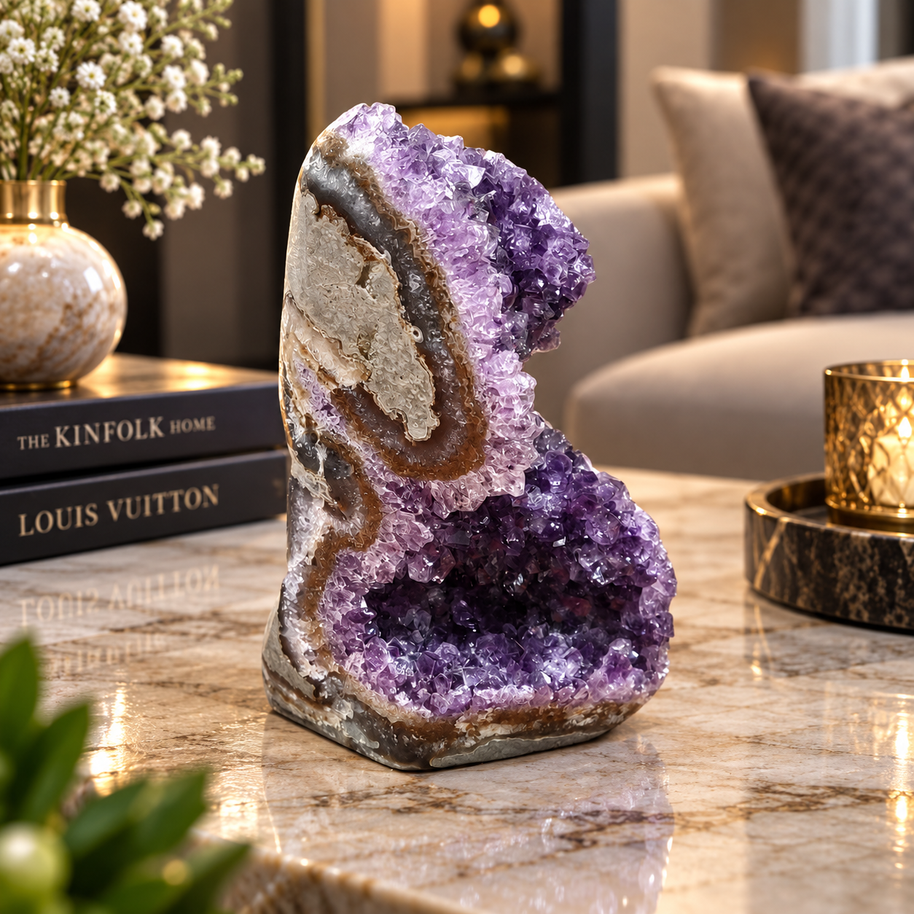 Premium Natural Amethyst Crystal – Purple Crystal Home Décor & Serenity Accent | Size: 10×15 | 907 Grams
