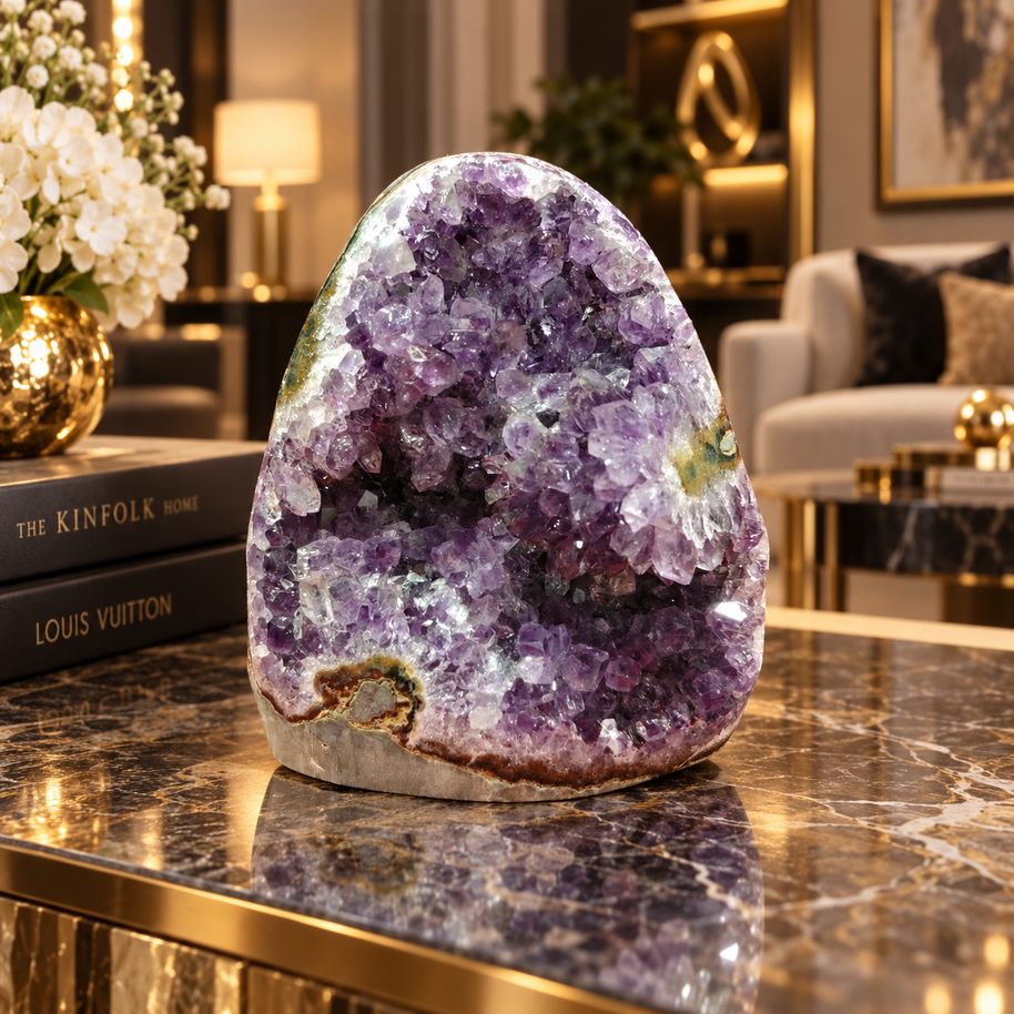 Premium Natural Amethyst Crystal – Purple Crystal Home Décor & Serenity Accent | Size: 11×12 | 1.489 KG
