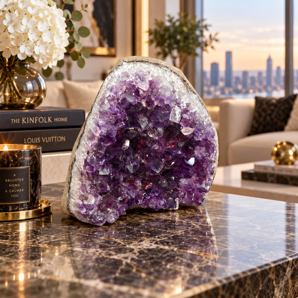 Premium Natural Amethyst Crystal – Purple Crystal Home Décor & Serenity Accent | Size: 12×10 | 925 Grams