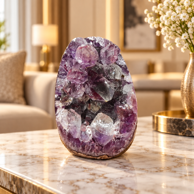 Premium Natural Amethyst Crystal – Purple Stone Home Décor & Serenity Accent | Size: 7×10 | 739 Grams