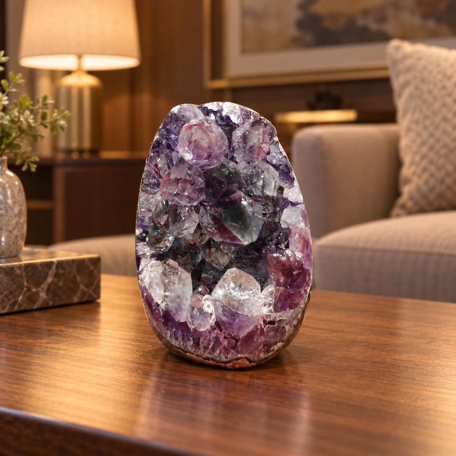 Premium Natural Amethyst Crystal – Purple Stone Home Décor & Serenity Accent | Size: 7×10 | 739 Grams