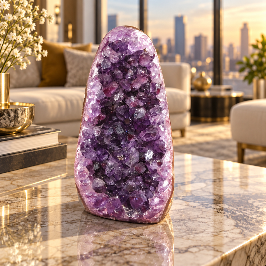 Premium Natural Amethyst Crystal – Purple Crystal Home Décor & Serenity Accent | Size: 6×11 | 857 Grams