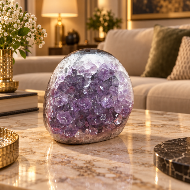 Premium Natural Amethyst Crystal – Purple Crystal Home Décor & Serenity Accent | Size: 5×5 | 204 Grams