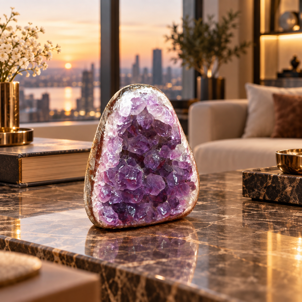 Premium Natural Amethyst Crystal – Purple Crystal Home Décor & Serenity Accent | Size: 5×6 | 249 Grams