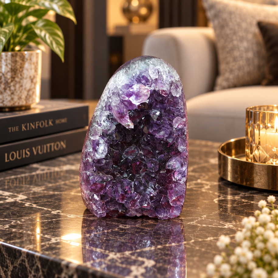 Premium Natural Amethyst Crystal – Purple Crystal Home Décor & Serenity Accent | Size: 5×7 | 226 Grams