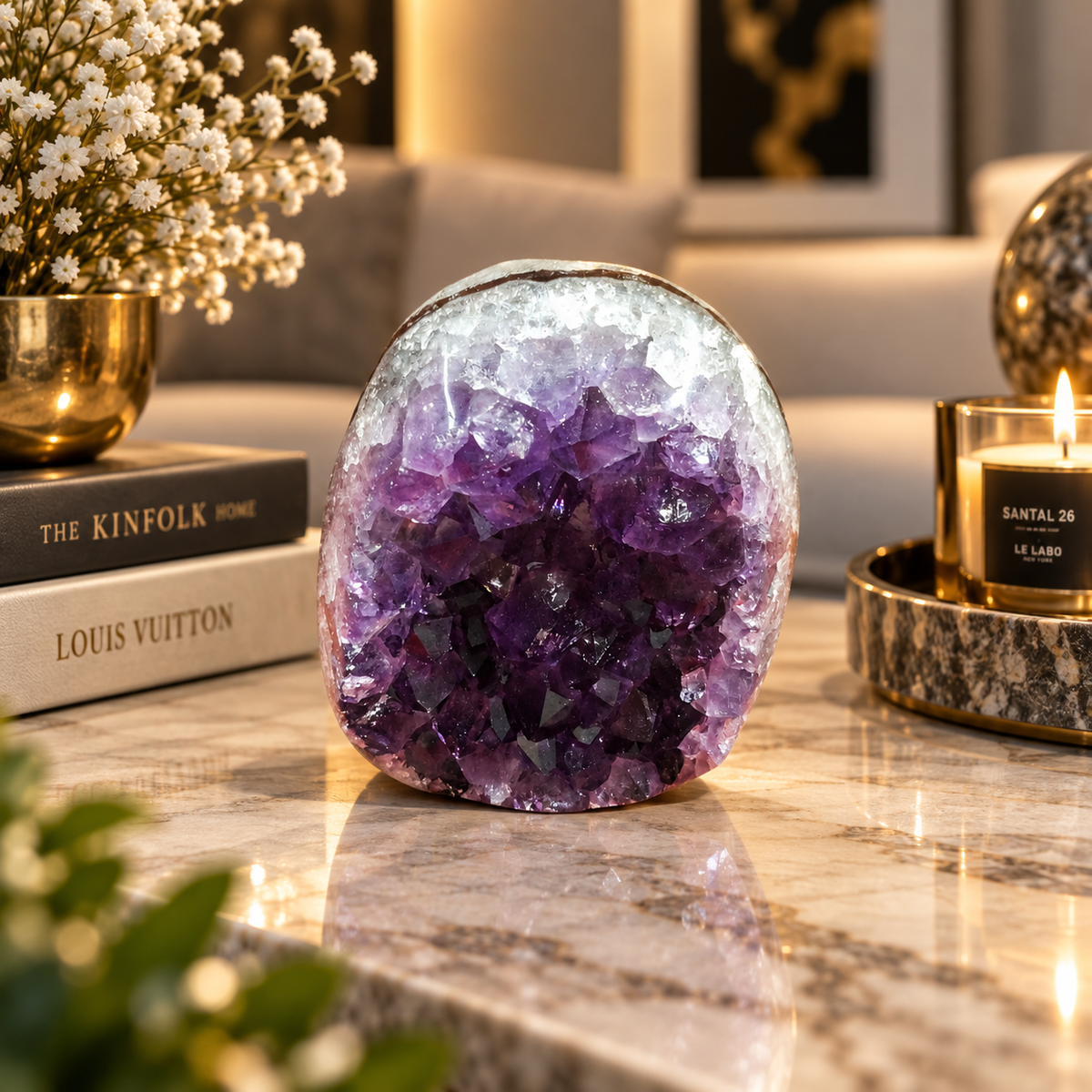 Premium Natural Amethyst Crystal – Purple Crystal Home Décor & Serenity Accent | Size: 5×6 | 249 Grams