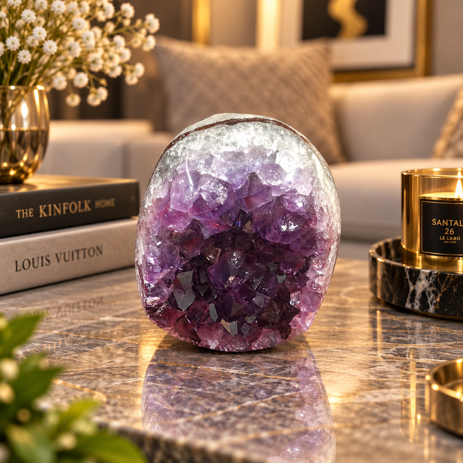 Premium Natural Amethyst Crystal – Purple Crystal Home Décor & Serenity Accent | Size: 5×6 | 249 Grams