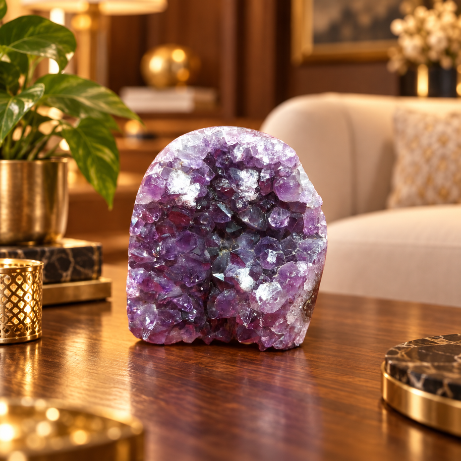 Premium Natural Amethyst Crystal – Purple Crystal Home Décor & Serenity Accent | Size: 6×7 | 293 Grams