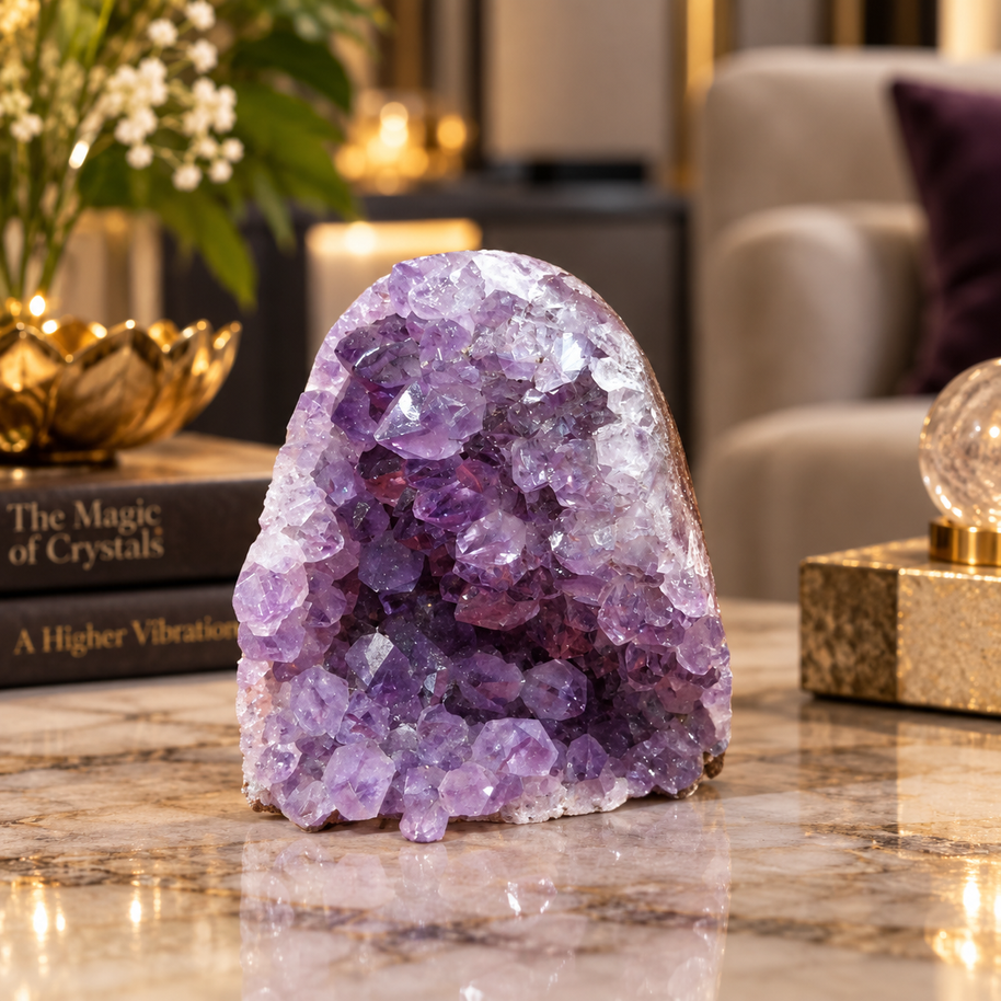 Premium Natural Amethyst Crystal – Purple Crystal Home Décor & Serenity Accent | Size: 6×7 | 247 Grams