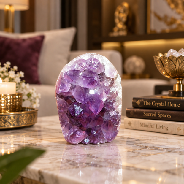 Premium Natural Amethyst Crystal – Purple Crystal Home Décor & Serenity Accent | Size: 4×6 | 218 Grams