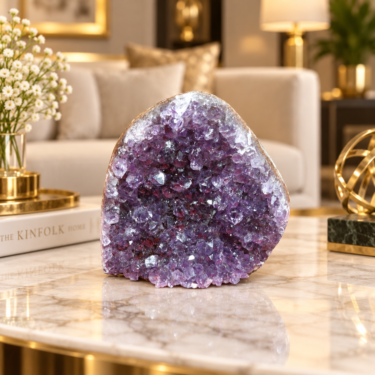 Premium Natural Amethyst Crystal – Purple Crystal Home Décor & Serenity Accent | Size: 7×8 | 313 Grams
