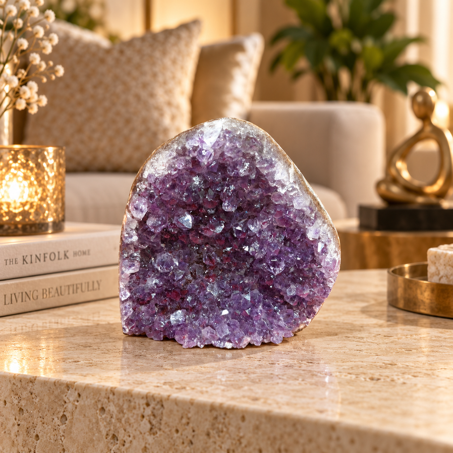 Premium Natural Amethyst Crystal – Purple Crystal Home Décor & Serenity Accent | Size: 7×8 | 313 Grams