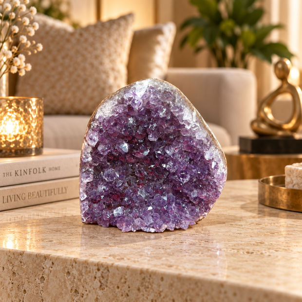Premium Natural Amethyst Crystal – Purple Crystal Home Décor & Serenity Accent | Size: 7×8 | 313 Grams