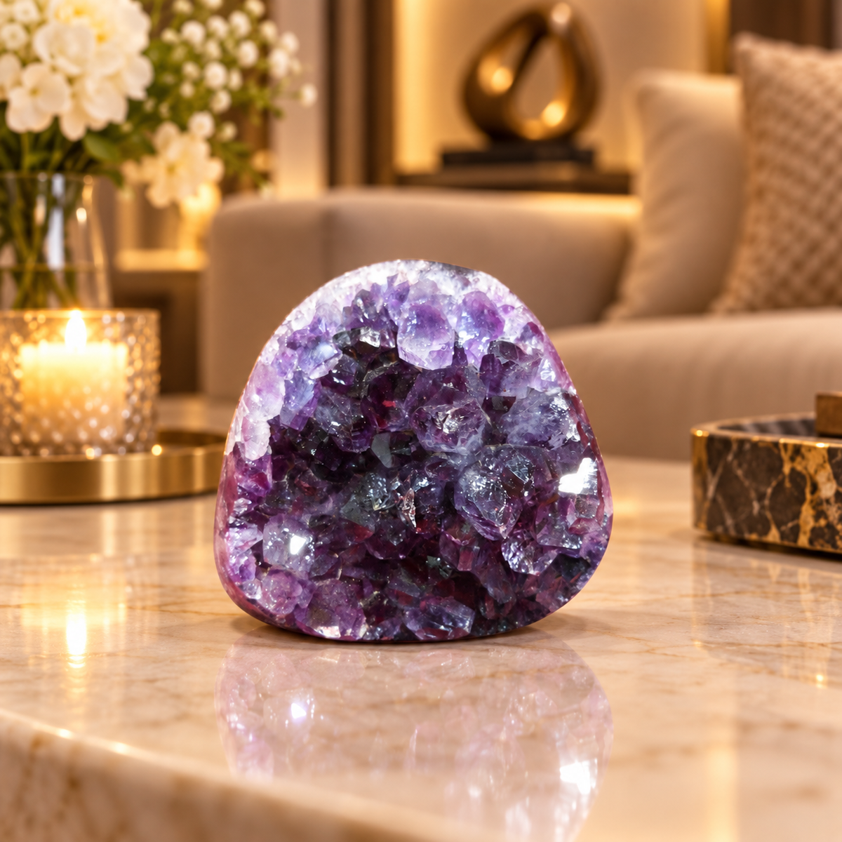 Premium Natural Amethyst Crystal – Purple Crystal Home Décor & Serenity Accent | Size: 7×7 | 350 Grams