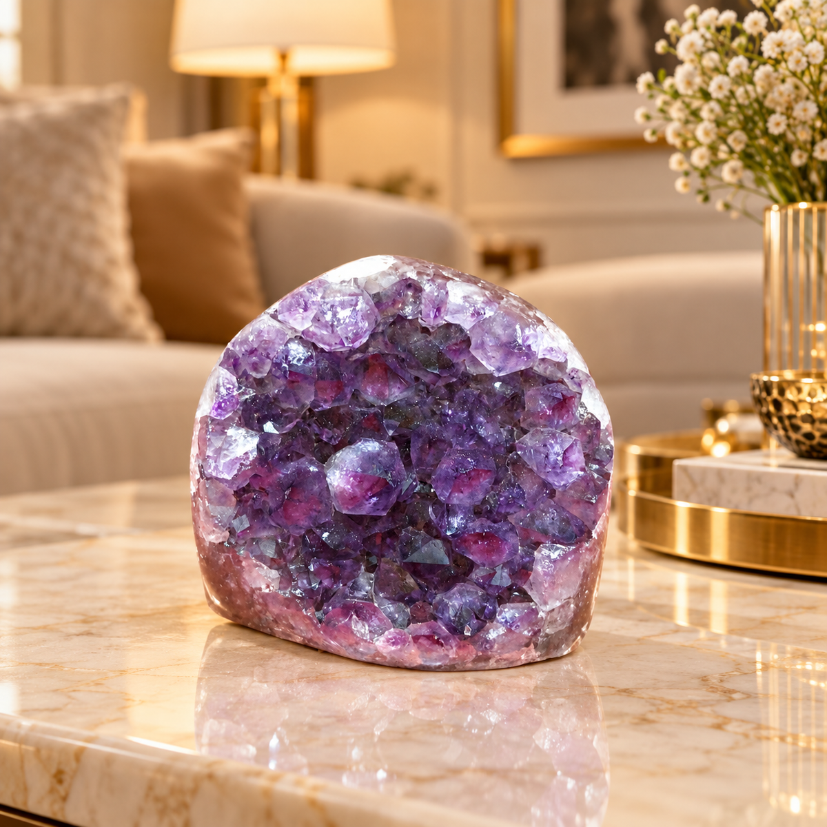 Premium Natural Amethyst Crystal – Purple Crystal Home Décor & Serenity Accent | Size: 7×6 | 357 Grams