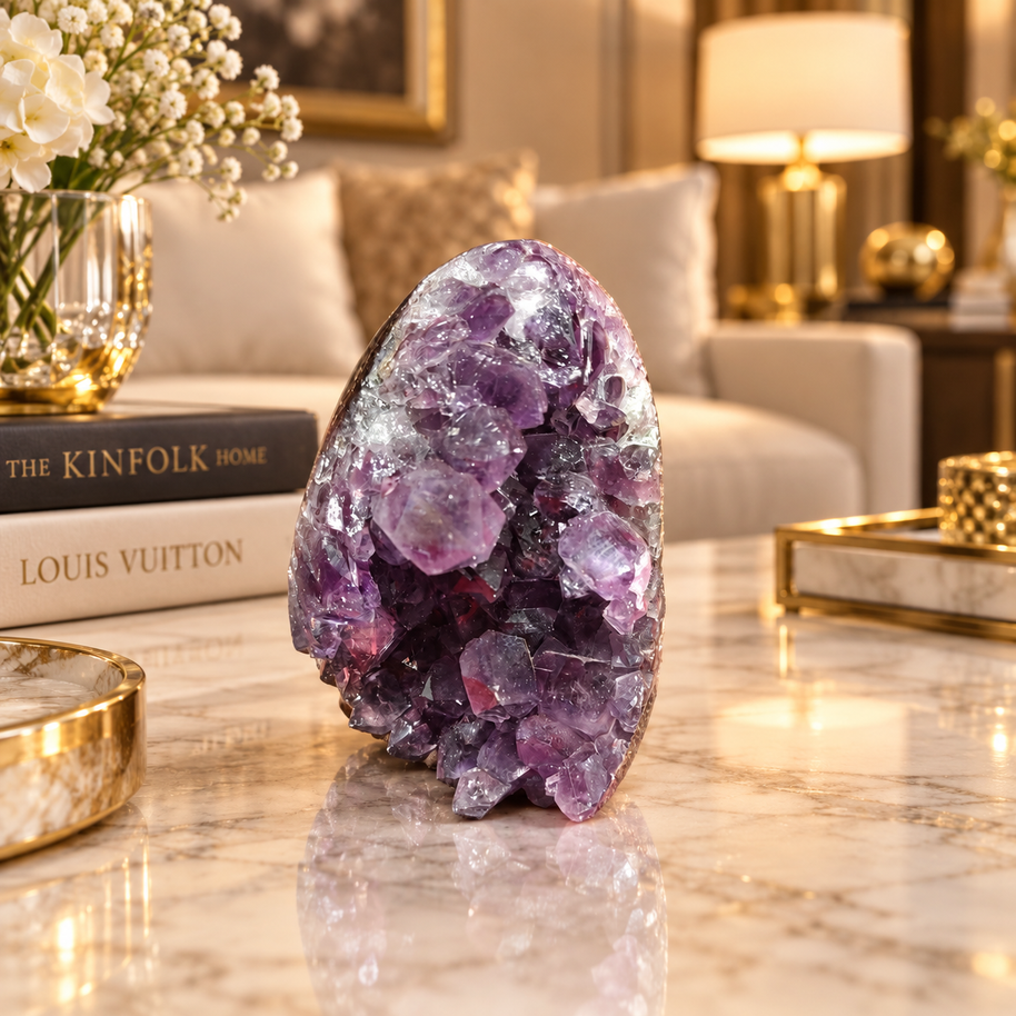Premium Natural Amethyst Crystal – Purple Crystal Home Décor & Serenity Accent | Size: 7×8 | 420 Grams
