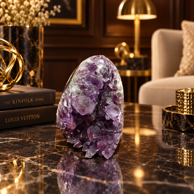 Premium Natural Amethyst Crystal – Purple Crystal Home Décor & Serenity Accent | Size: 7×8 | 420 Grams