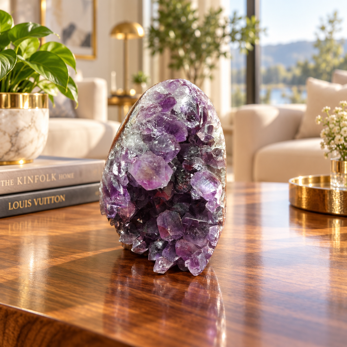 Premium Natural Amethyst Crystal – Purple Crystal Home Décor & Serenity Accent | Size: 7×8 | 420 Grams