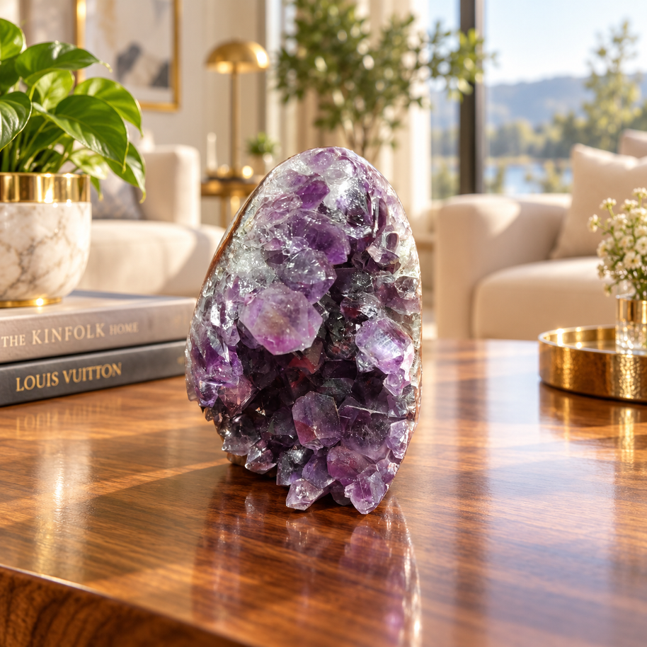 Premium Natural Amethyst Crystal – Purple Crystal Home Décor & Serenity Accent | Size: 7×8 | 420 Grams