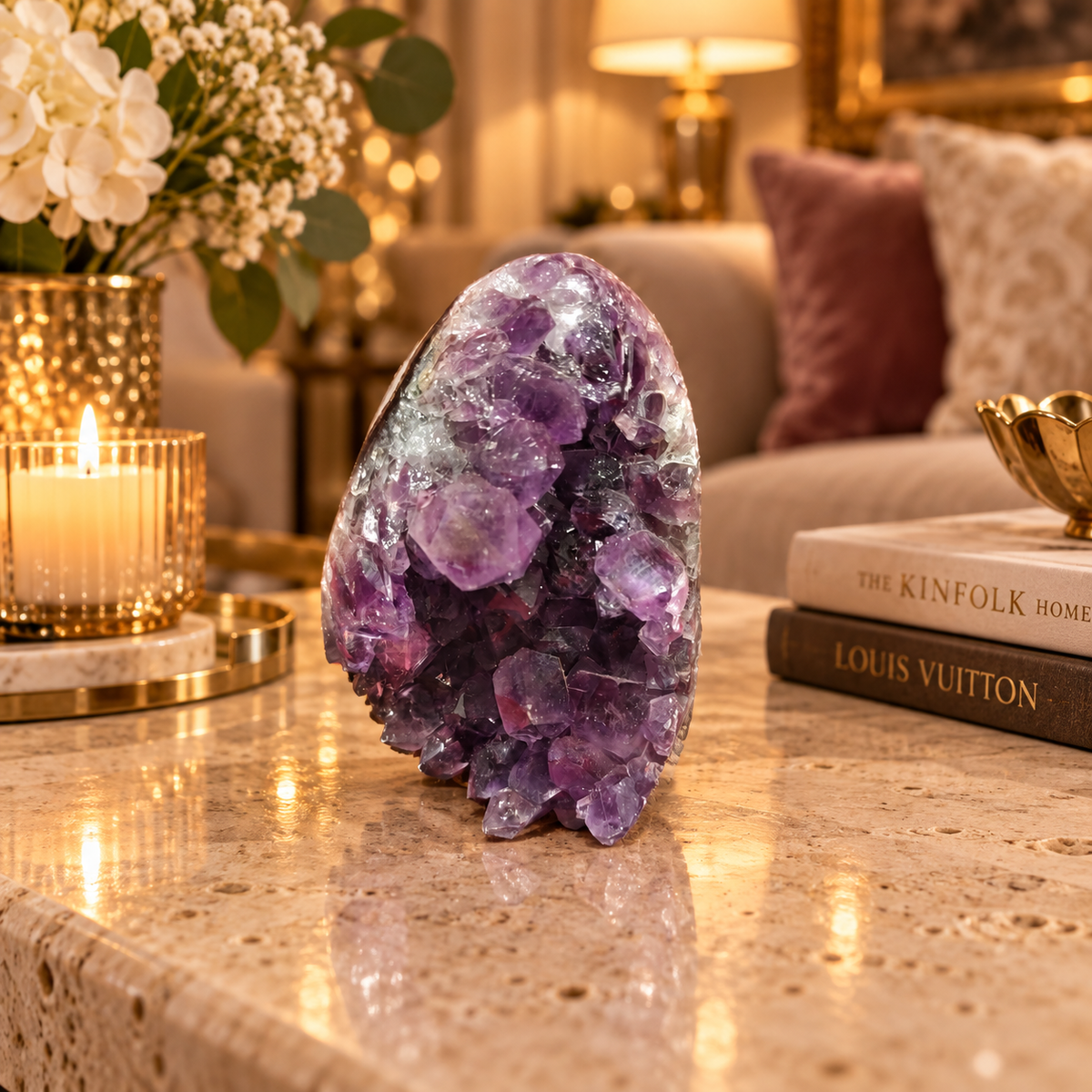 Premium Natural Amethyst Crystal – Purple Crystal Home Décor & Serenity Accent | Size: 7×8 | 420 Grams