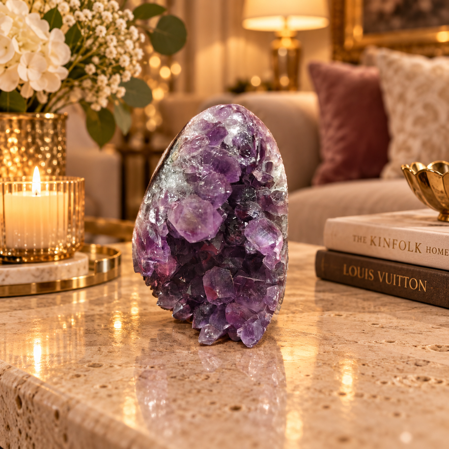 Premium Natural Amethyst Crystal – Purple Crystal Home Décor & Serenity Accent | Size: 7×8 | 420 Grams