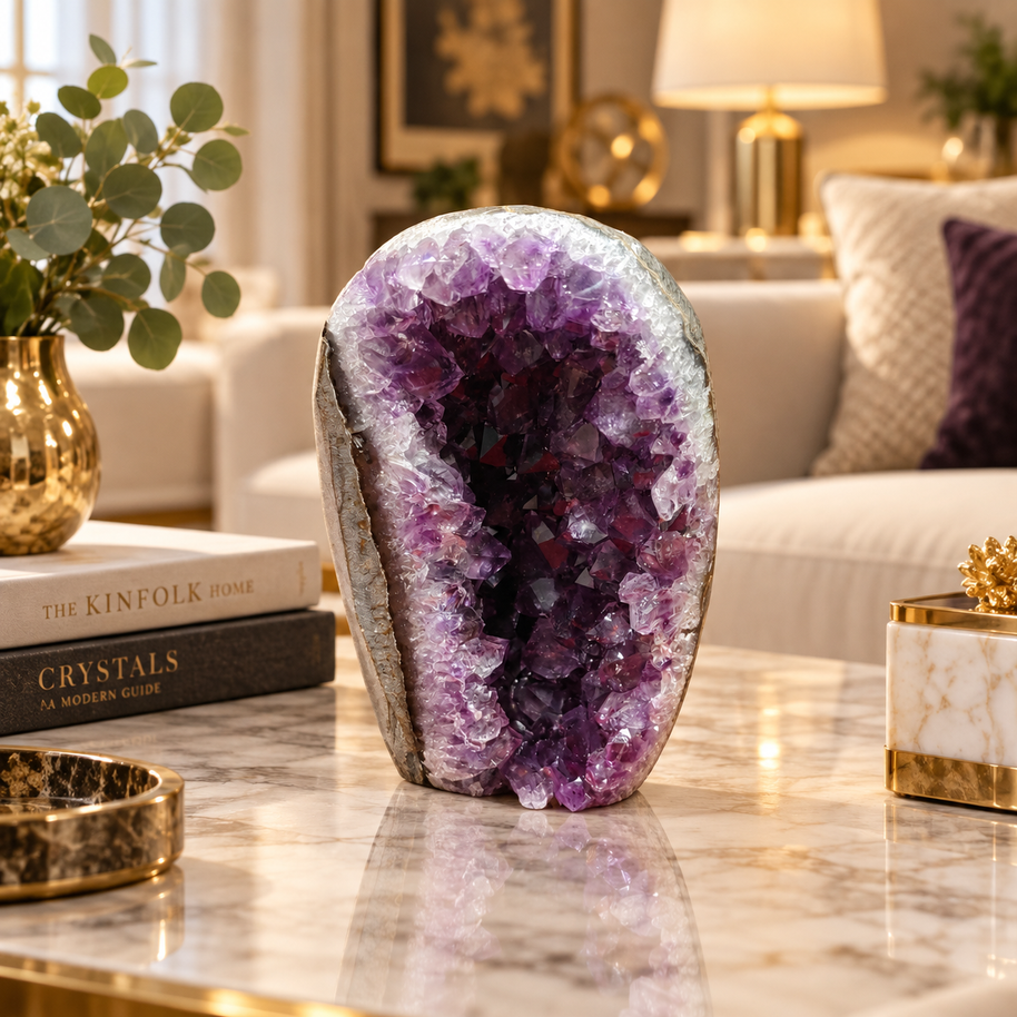 Premium Natural Amethyst Crystal – Purple Crystal Home Décor & Serenity Accent | Size: 9×6 | 417 Grams